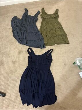 Tiered Mini Tank Dress in Olive and Navy — Classic Casual
